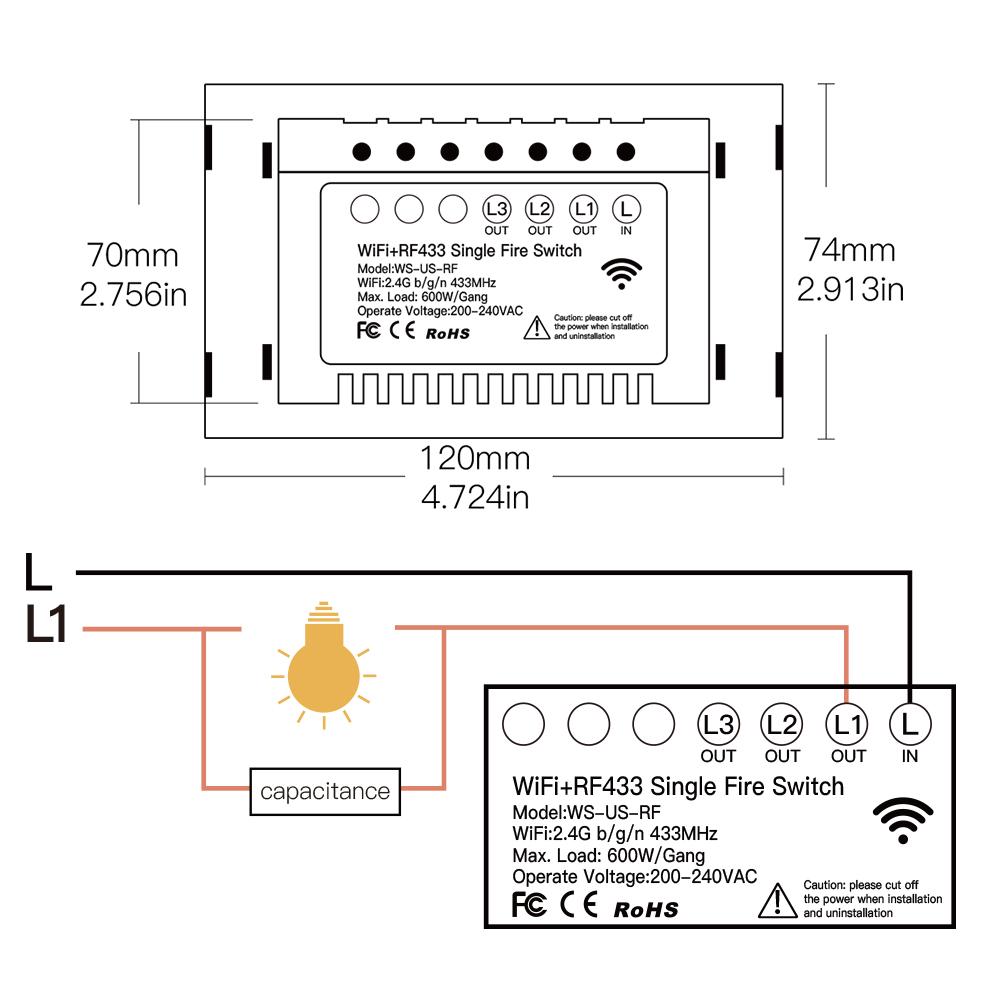 Apagador Wifi 1 Botón (No Requiere Neutro)