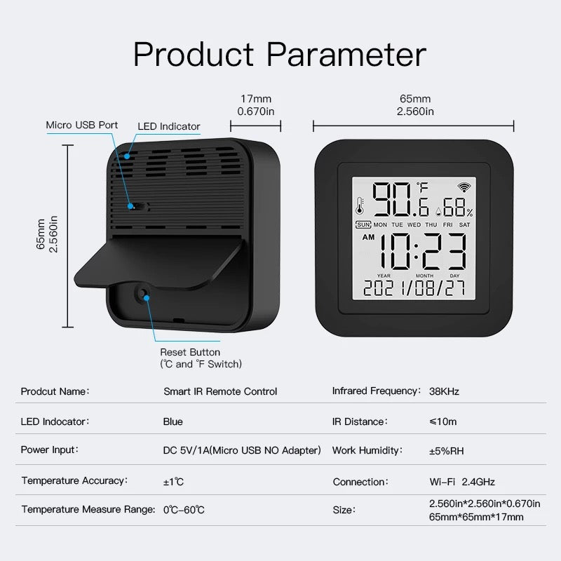 Control Remoto Universal Wifi de Infrarrojo con Sensor de Humedad y Temperatura