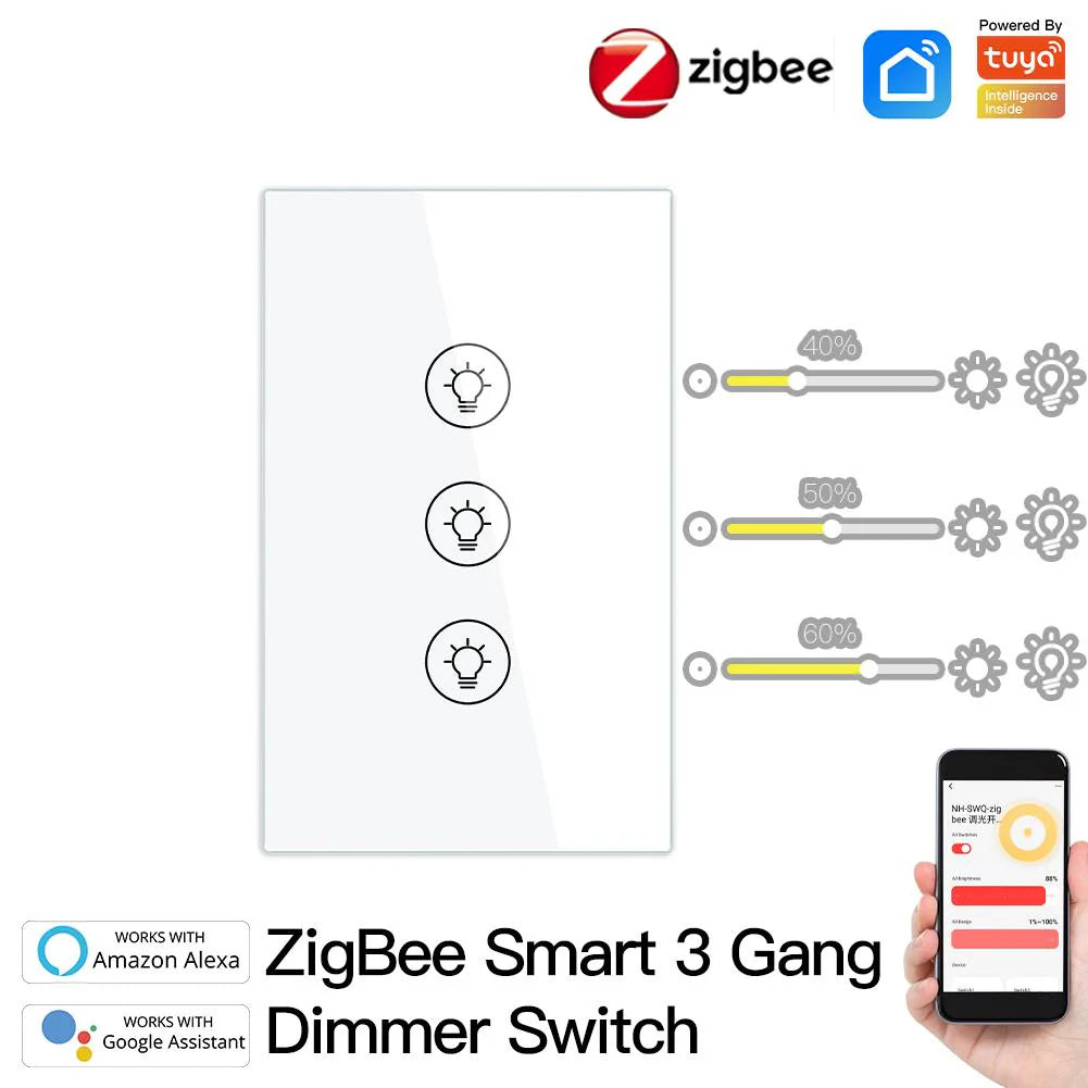 Apagador Atenuador Zigbee 3 Botones